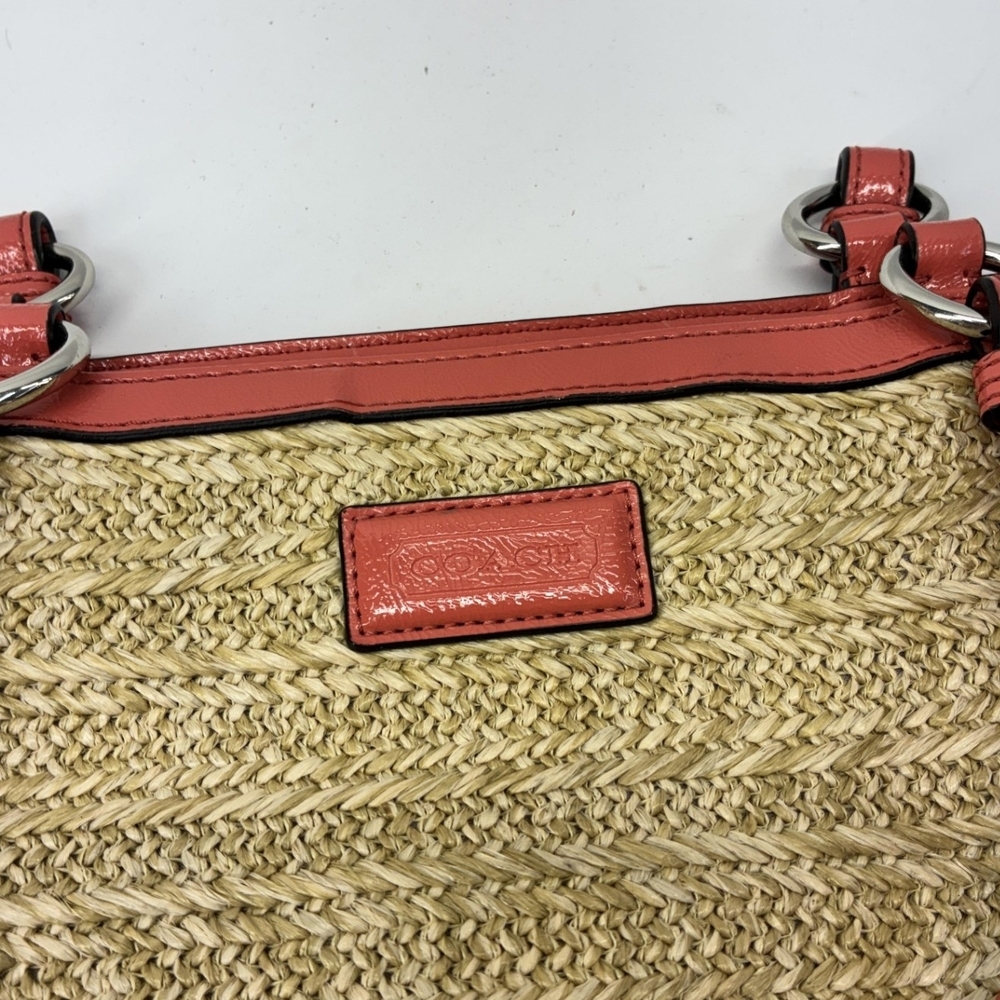 Coach Coral Floral Straw Tote with COA - Picture 2 of 6